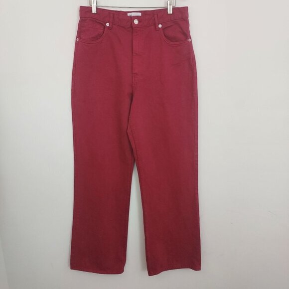 Zara High  Waisted Wide Leg Pink Jeans Size 12 - Picture 1 of 9